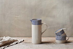 Indigo Drop Jug - Cream & Indigo - Large