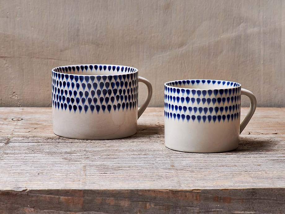 Indigo Drop Mug - Large (Set of 2)