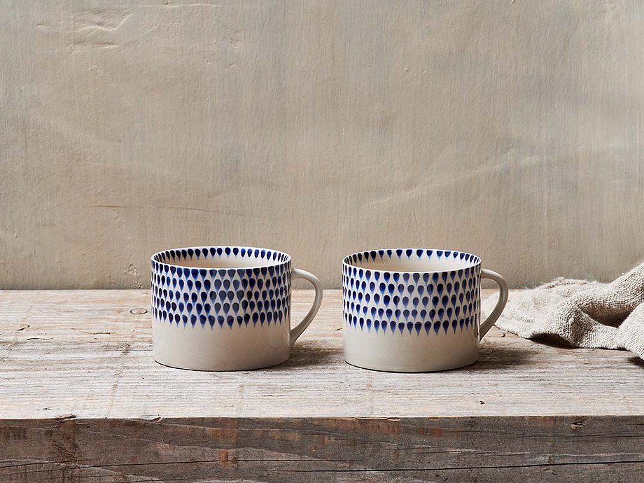 Indigo Drop Mug - Large (Set of 2)