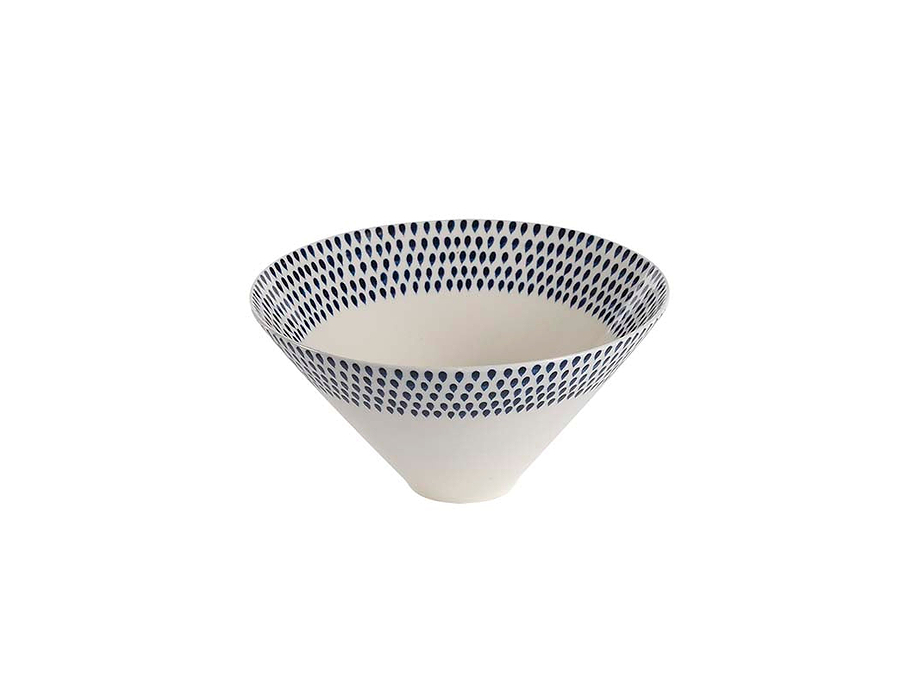 Indigo Drop Serving Bowl - Cream & Indigo - Large