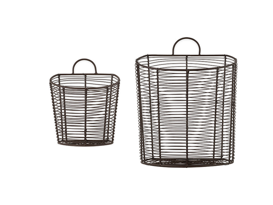 Inkollu Wall Hung Baskets - Aged Brass - (Set of 2)