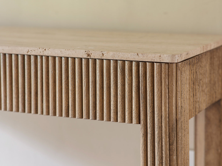 Ira Travertine & Mango Wood Console Table - Natural