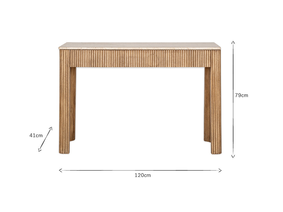 Ira Travertine & Mango Wood Console Table - Natural