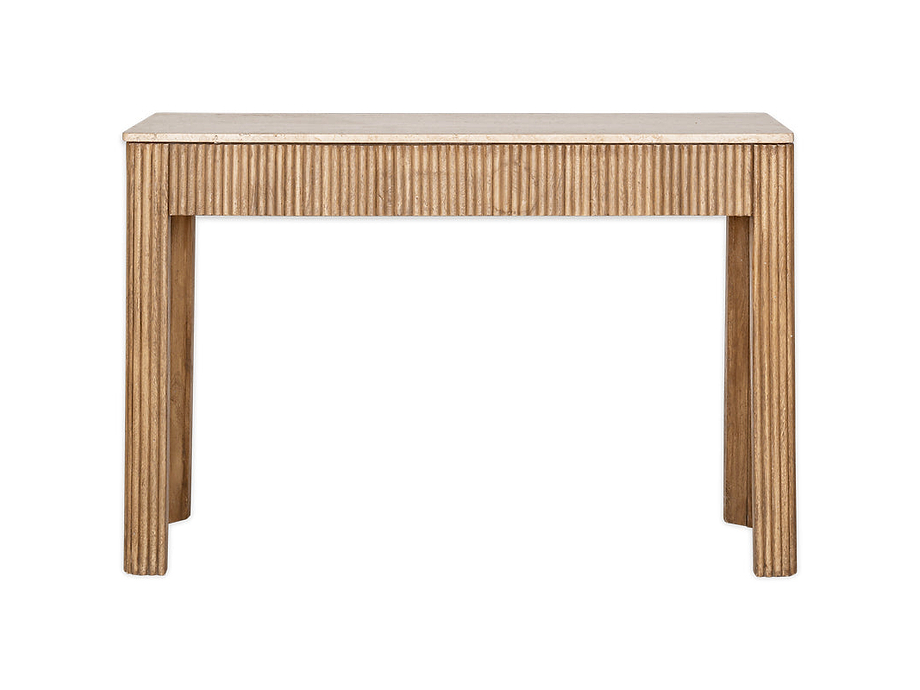 Ira Travertine & Mango Wood Console Table - Natural