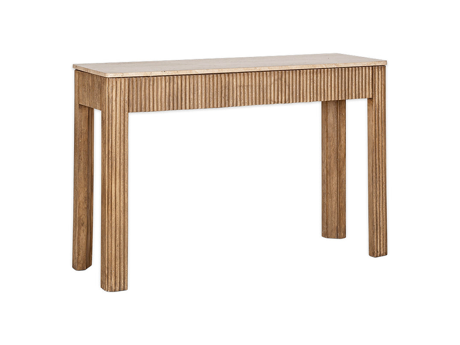 Ira Travertine & Mango Wood Console Table - Natural