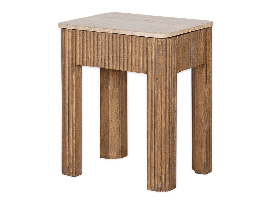 Ira Travertine & Mango Wood Side Table
