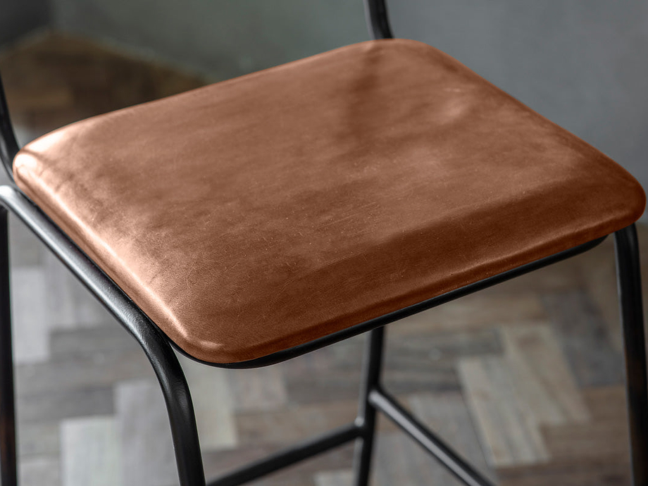 Iswa Leather & Cane Counter Chair - Aged Tan