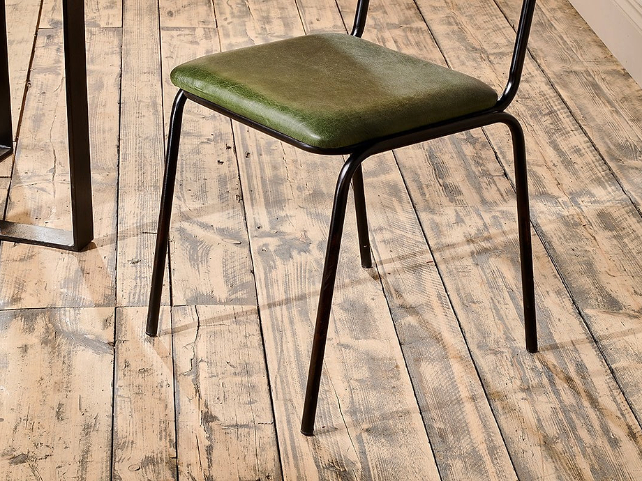 Iswa Leather & Cane Dining Chair - Green