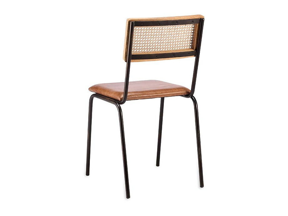 Iswa Leather & Cane Dining Chair - Tan