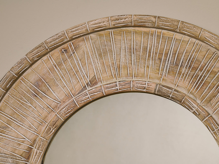 Itwa Mango Wood Carved Mirror - Natural
