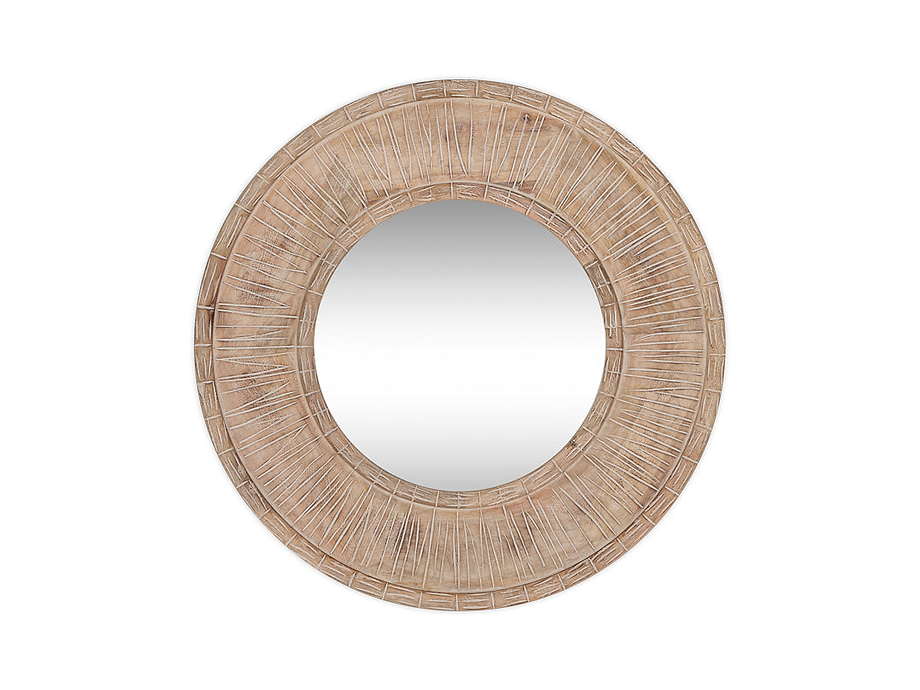 Itwa Mango Wood Carved Mirror - Natural