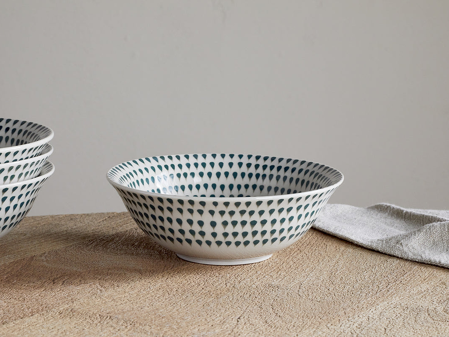 Juniper Drop Dinnerware Set - Cream & Juniper (Set of 12)