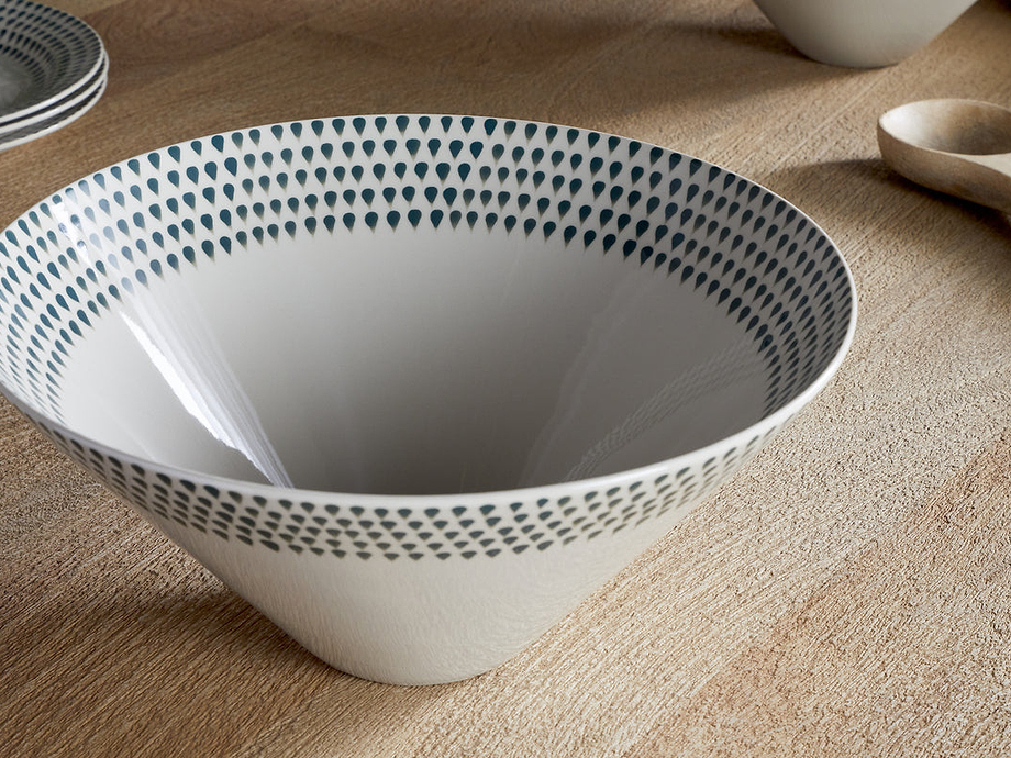 Juniper Drop Serving Bowl - Cream & Juniper - Large