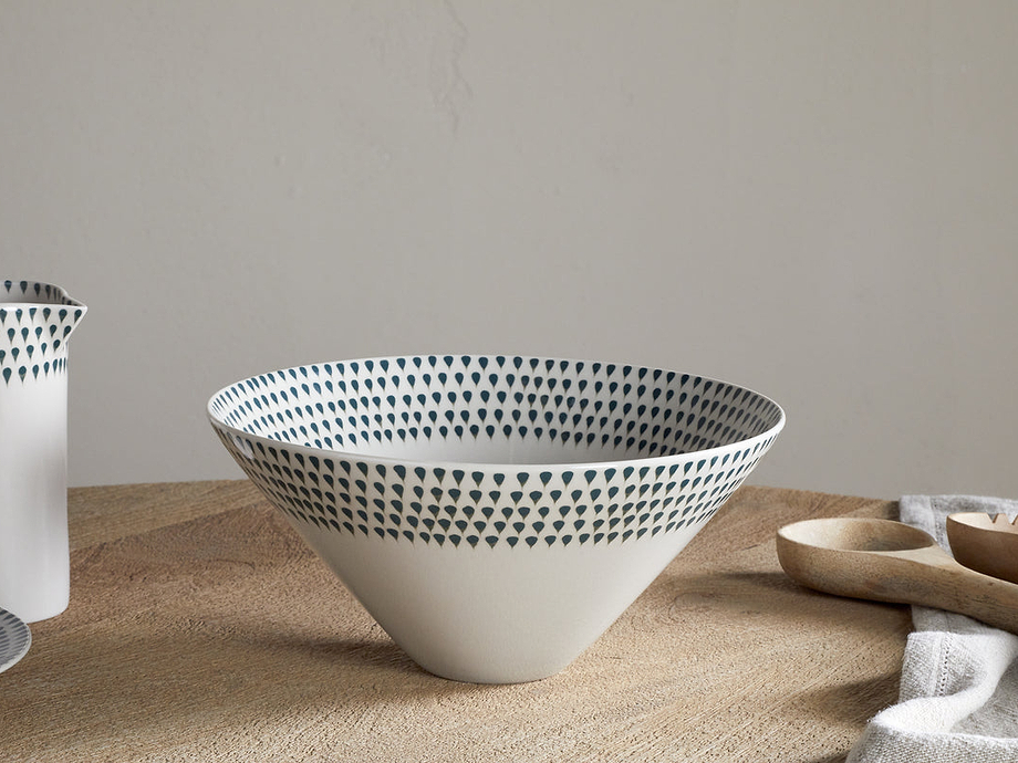 Juniper Drop Serving Bowl - Cream & Juniper - Medium