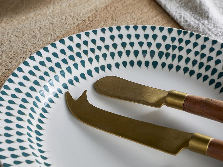 Juniper Drop Dinnerware Set - Cream & Juniper (Set of 12)