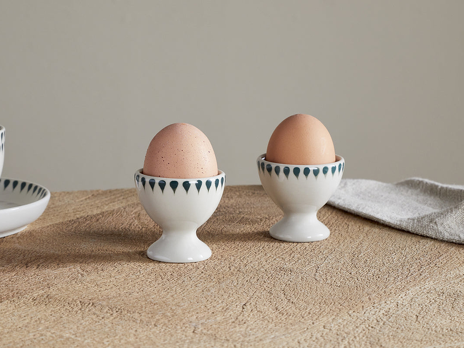 Juniper Drop Egg Cups - Cream & Juniper (Set of 2)