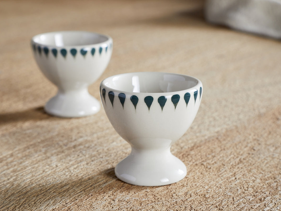 Juniper Drop Egg Cups - Cream & Juniper (Set of 2)