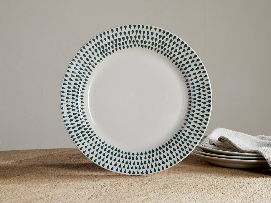 Juniper Drop Dinner Plate - Cream & Juniper