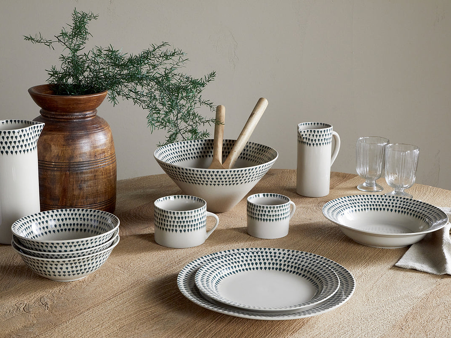 Juniper Drop Dinner Plate - Cream & Juniper