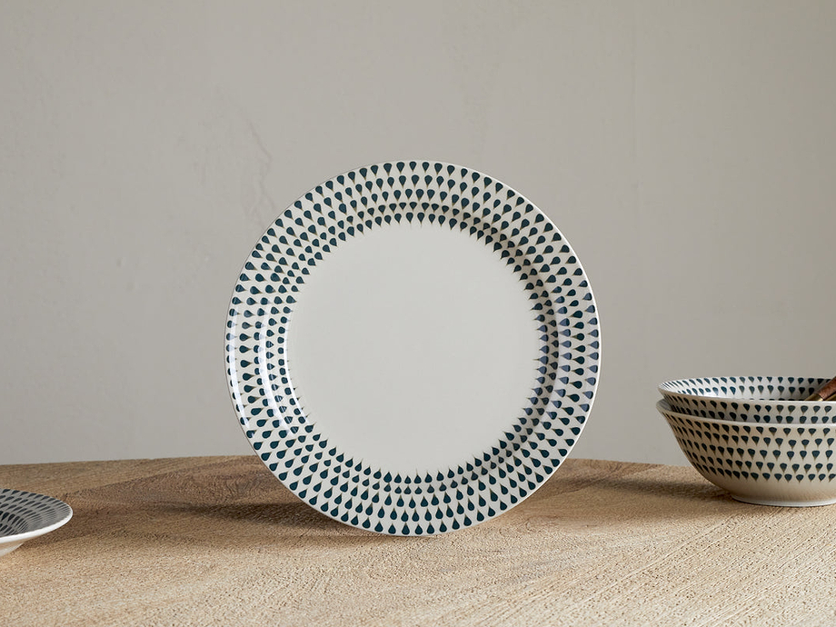 Juniper Drop Side Plate - Cream & Juniper