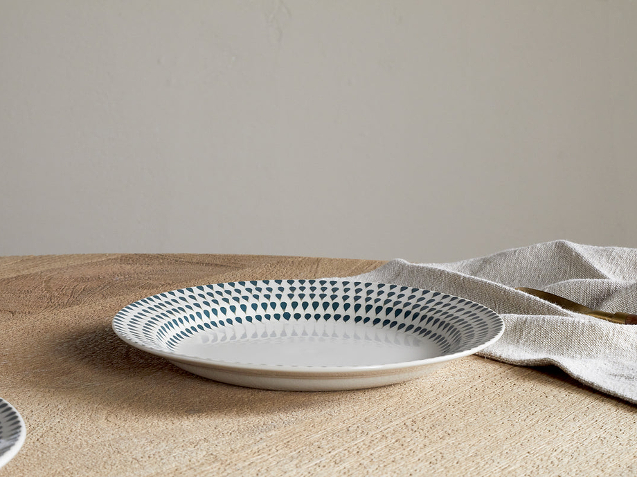 Juniper Drop Side Plate - Cream & Juniper