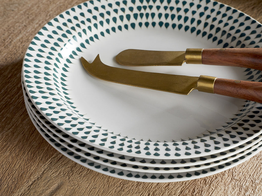 Juniper Drop Side Plate - Cream & Juniper