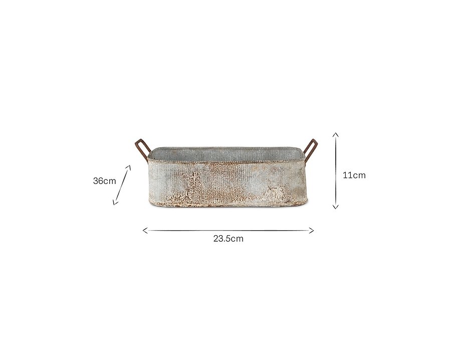 Japos Outdoor Planter Tray - Aged Zinc