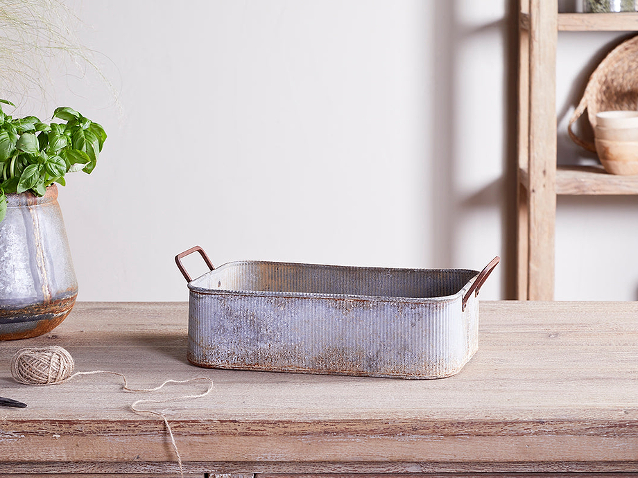 Japos Outdoor Planter Tray - Aged Zinc