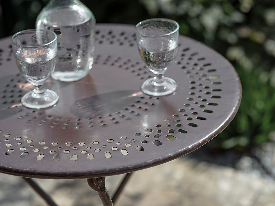 Jeavika Iron Outdoor Bistro Table - Black
