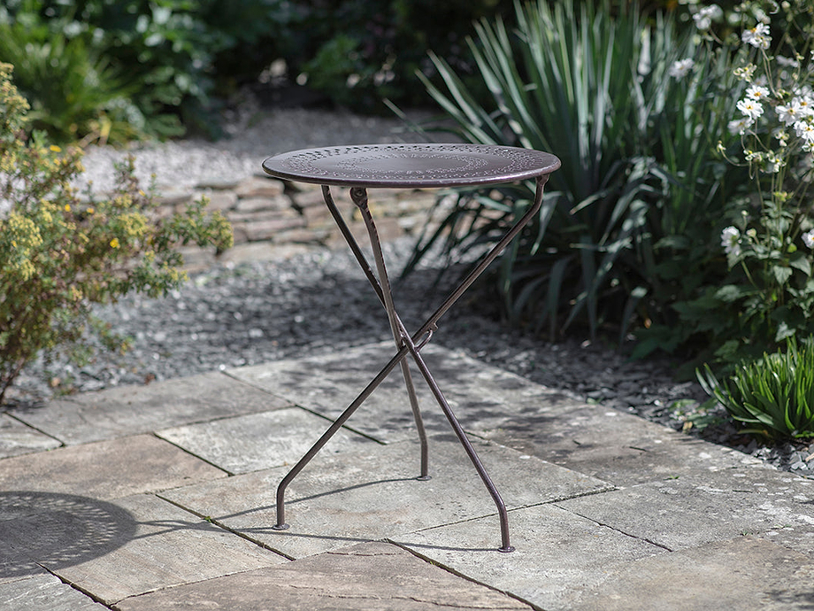 Jeavika Iron Outdoor Bistro Table - Black
