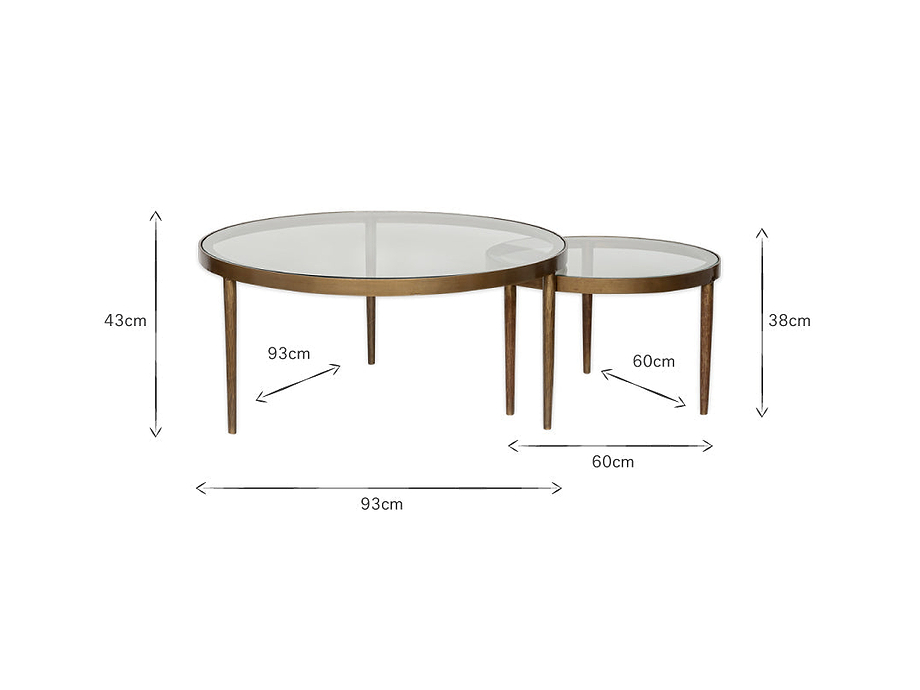 Jiya Iron & Glass Nested Coffee Tables - Brass