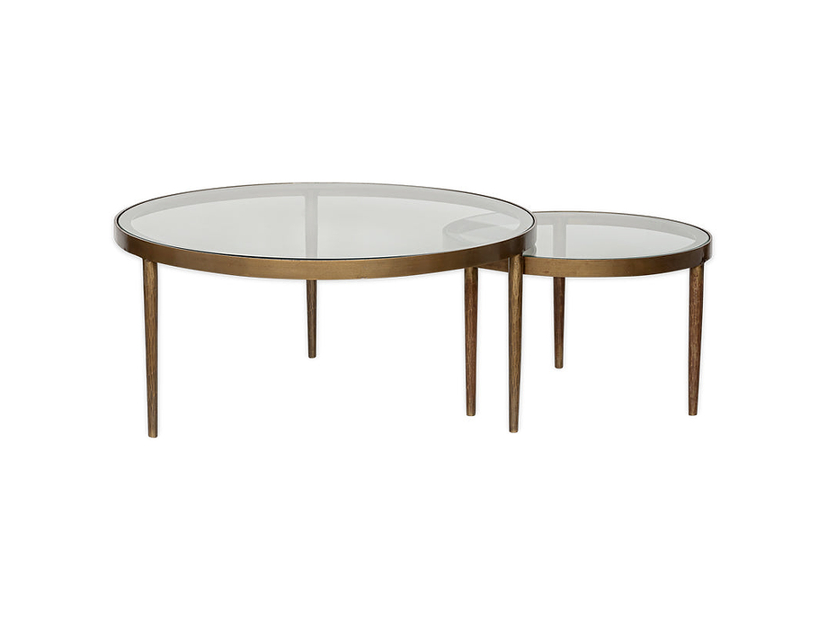 Jiya Iron & Glass Nested Coffee Tables - Brass