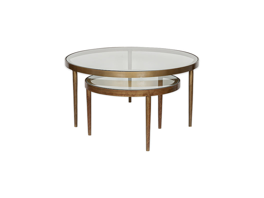 Jiya Iron & Glass Nested Coffee Tables - Brass