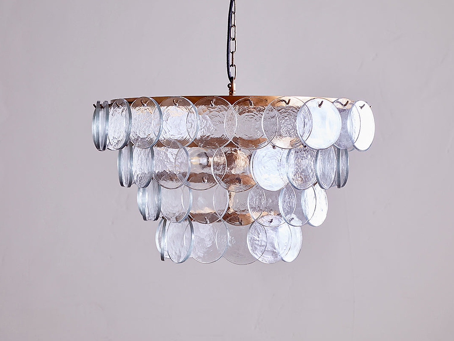 Kagitha Recycled Glass Statement Chandelier - Antique Brass & Clear