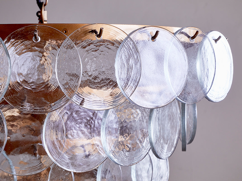 Kagitha Recycled Glass Statement Chandelier - Antique Brass & Clear