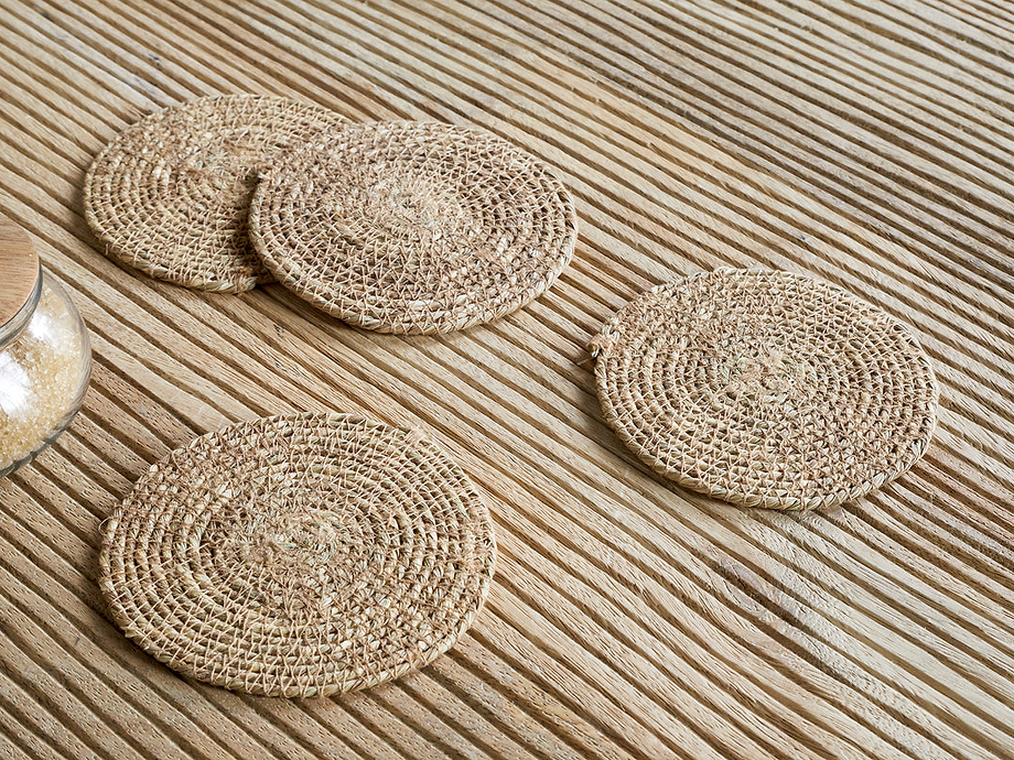 Keso Woven Coasters - Brown (Set of 4)