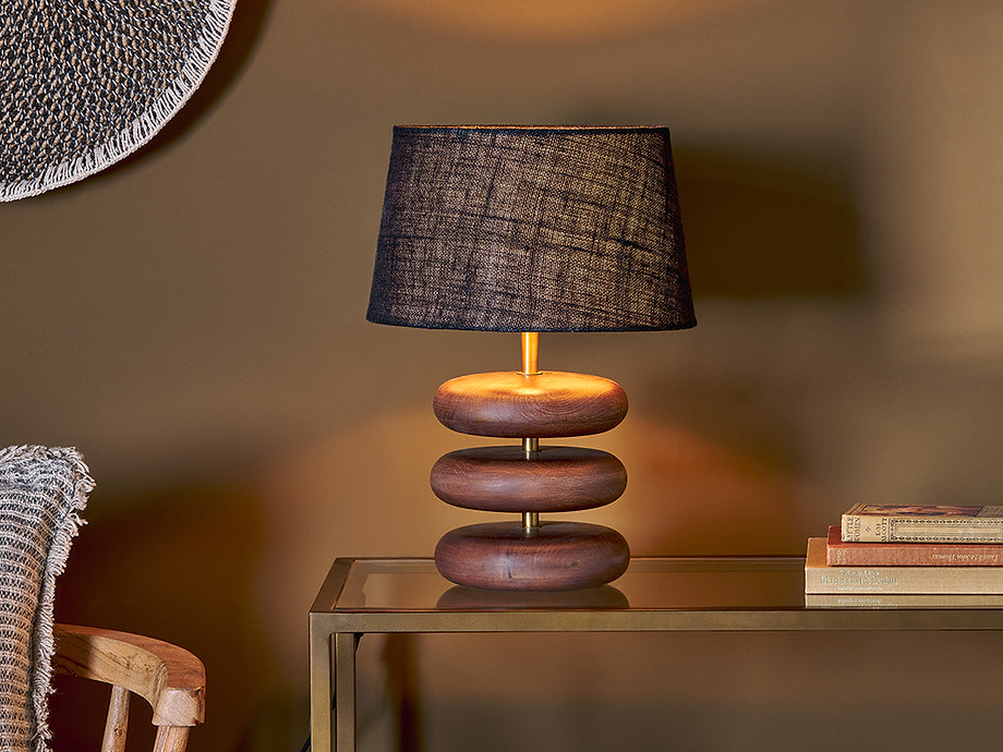 Kankad Mango Wood  Table Lamp - Dark Stain