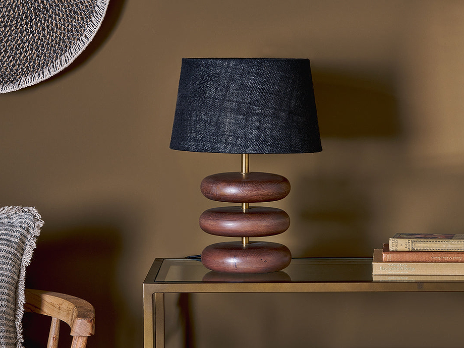 Kankad Mango Wood  Table Lamp - Dark Stain