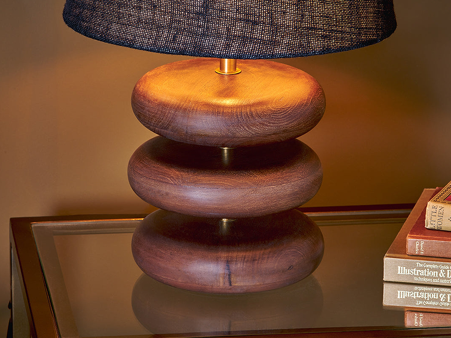 Kankad Mango Wood  Table Lamp - Dark Stain