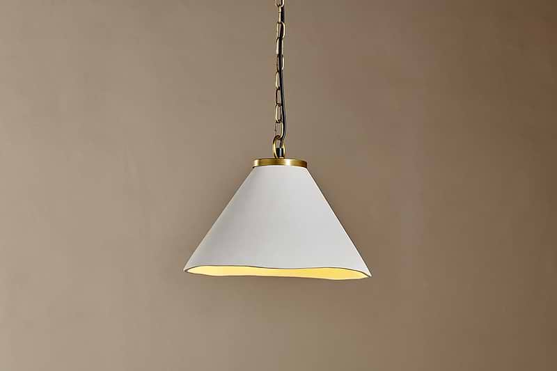 Kiara Organic Shape Ceramic Pendant Light - Off White & Antique Brass