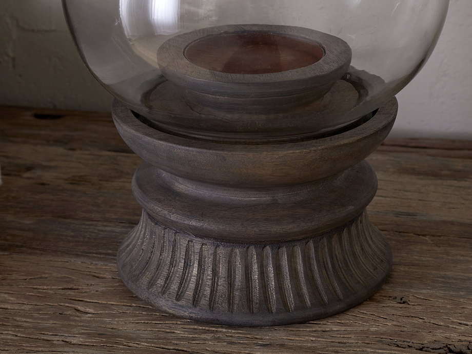 Kawani Mango Wood Lantern - Dark Ash