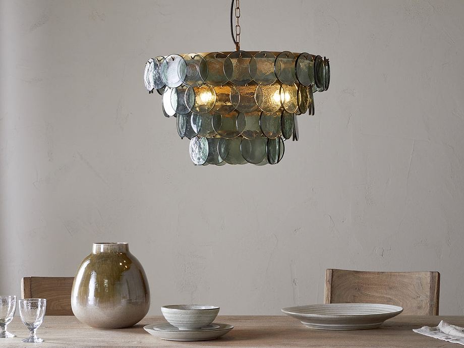 Kagitha Recycled Glass Chandelier - Green