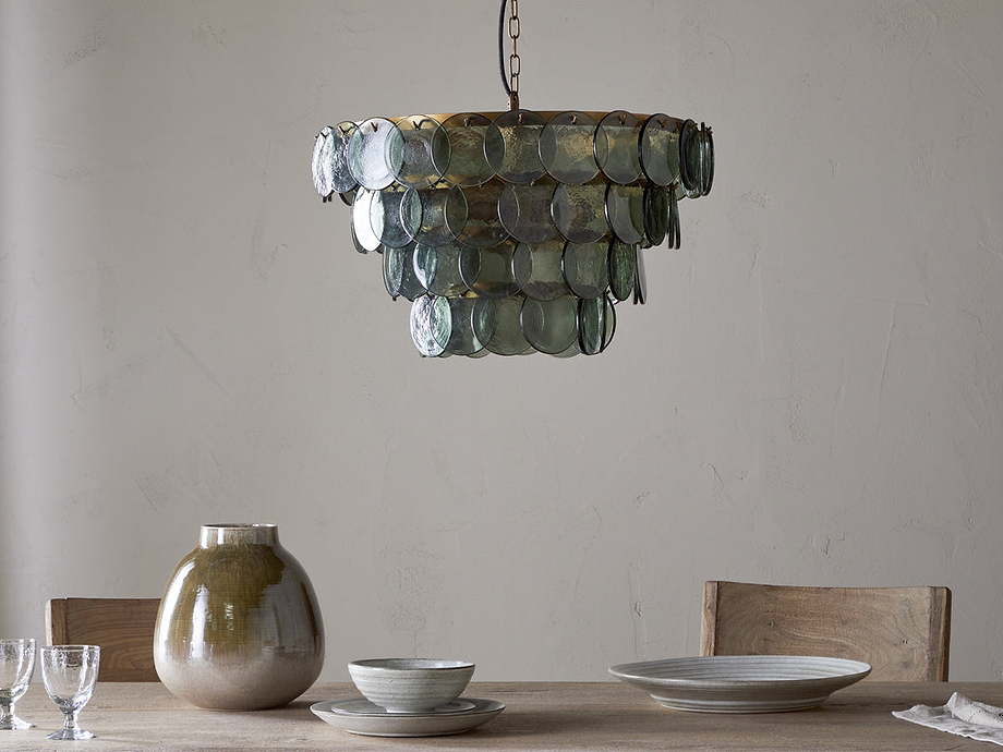 Kagitha Recycled Glass Chandelier - Green