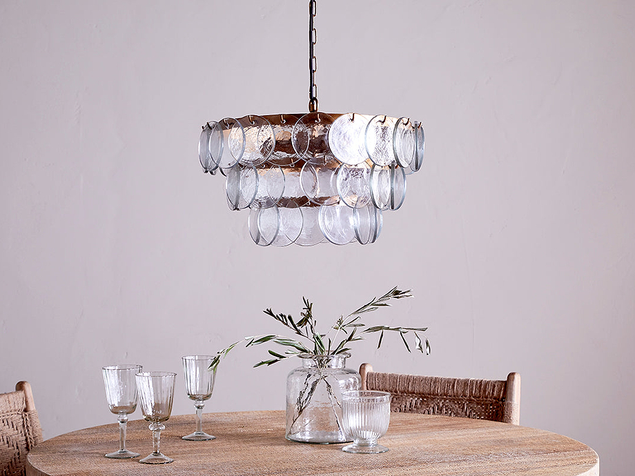 Kagitha Recycled Glass Chandelier - Clear