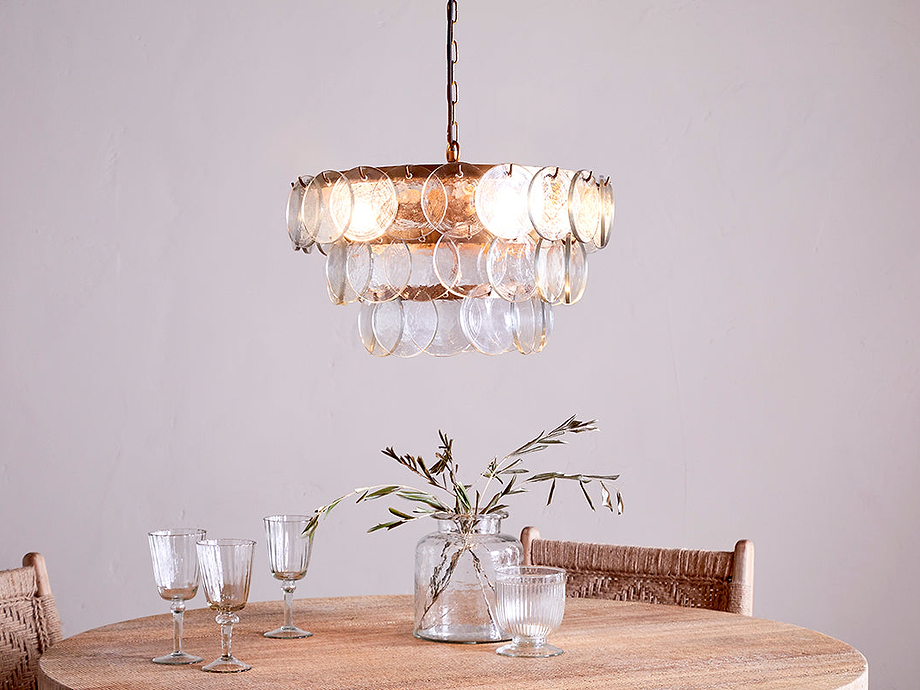 Kagitha Recycled Glass Chandelier - Clear