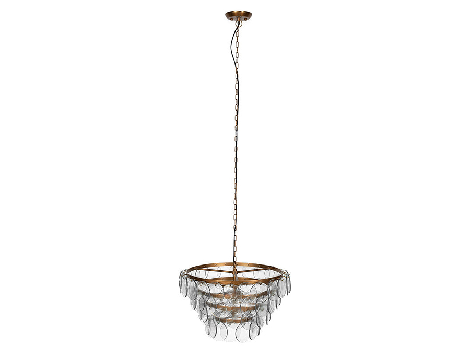 Kagitha Recycled Glass Statement Chandelier - Antique Brass & Clear