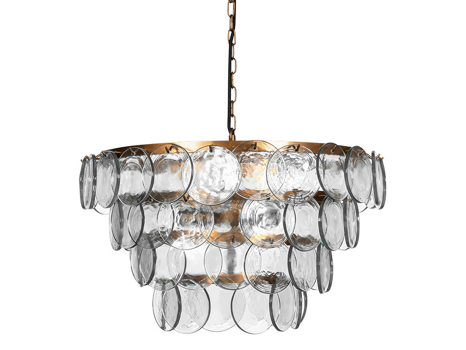 Kagitha Recycled Glass Statement Chandelier - Antique Brass & Clear