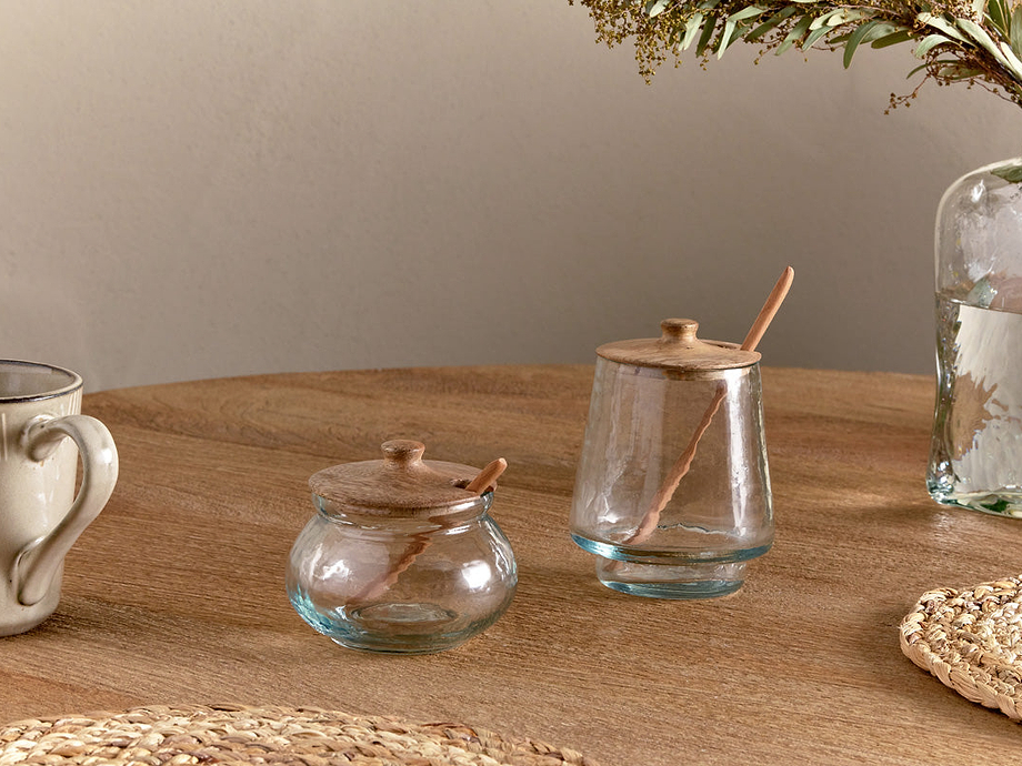 Kali Round Storage Jar - Natural & Clear