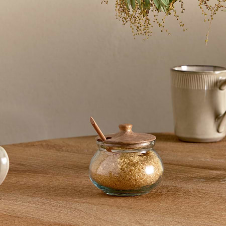 Kali Round Storage Jar - Natural & Clear-nkuku