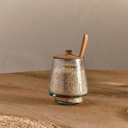 Kali Tall Storage Jar - Natural & Clear-nkuku